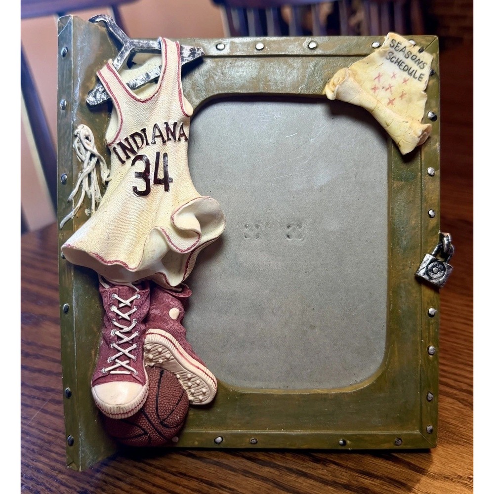 Vintage 3D Basketball Resin Photo Frame Indiana 34 Retro Sports Decor